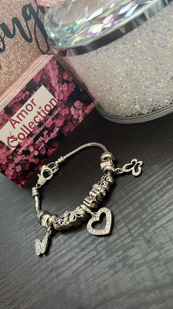 Butterflies with Heart Custom Charm Bracelet