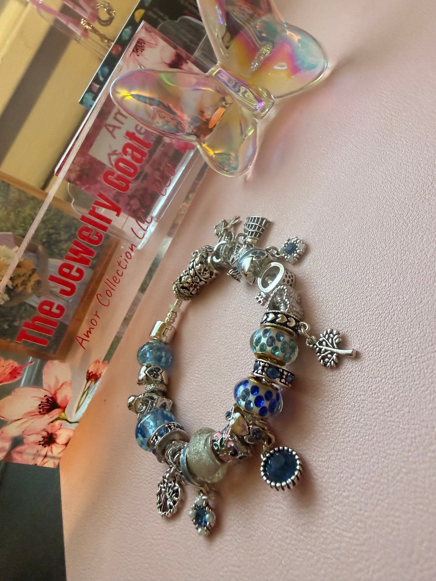 Blue and Silver Mixed Custom Charm Bracelet