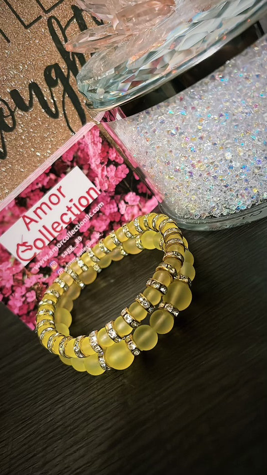 Yellow  Beaded Bracelet Set