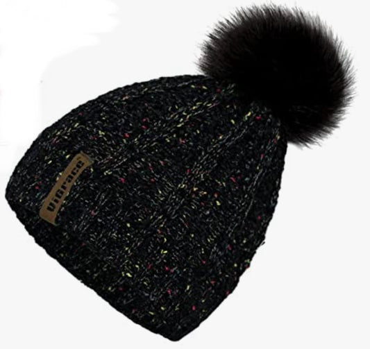 Chenille warm Fleece with pom hat
