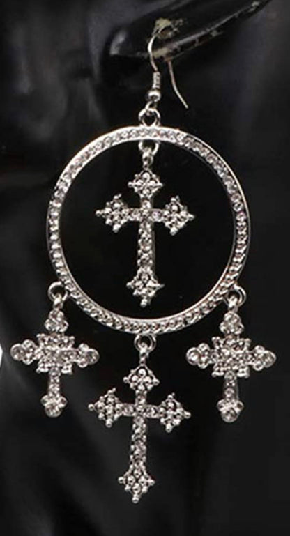 Diamond Cross Earrings