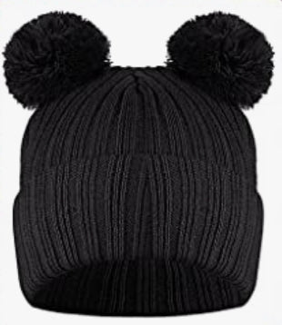 Double Pom Faux Fur kids hat