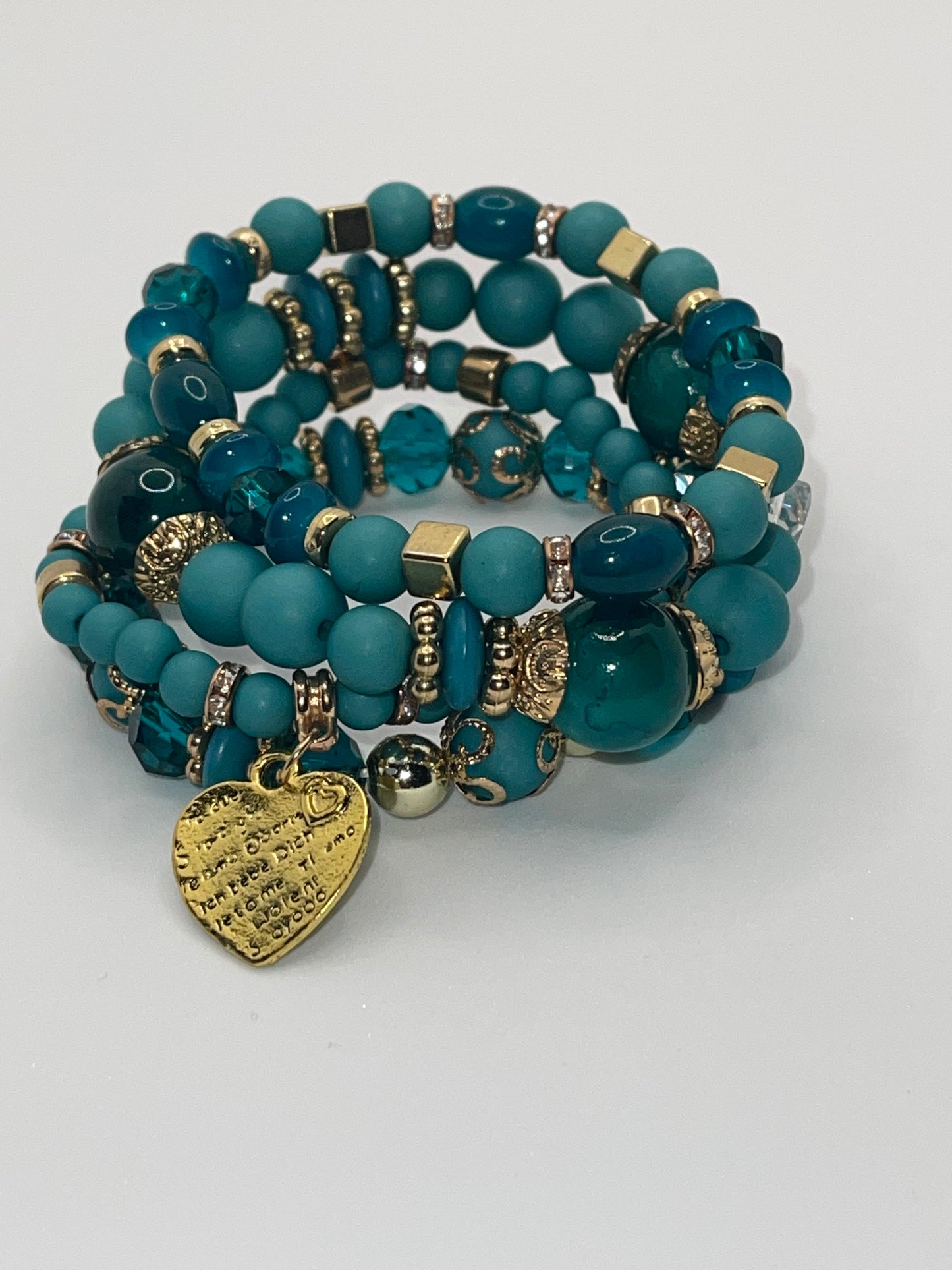 Bohemian turquoise blended beaded bracelet set