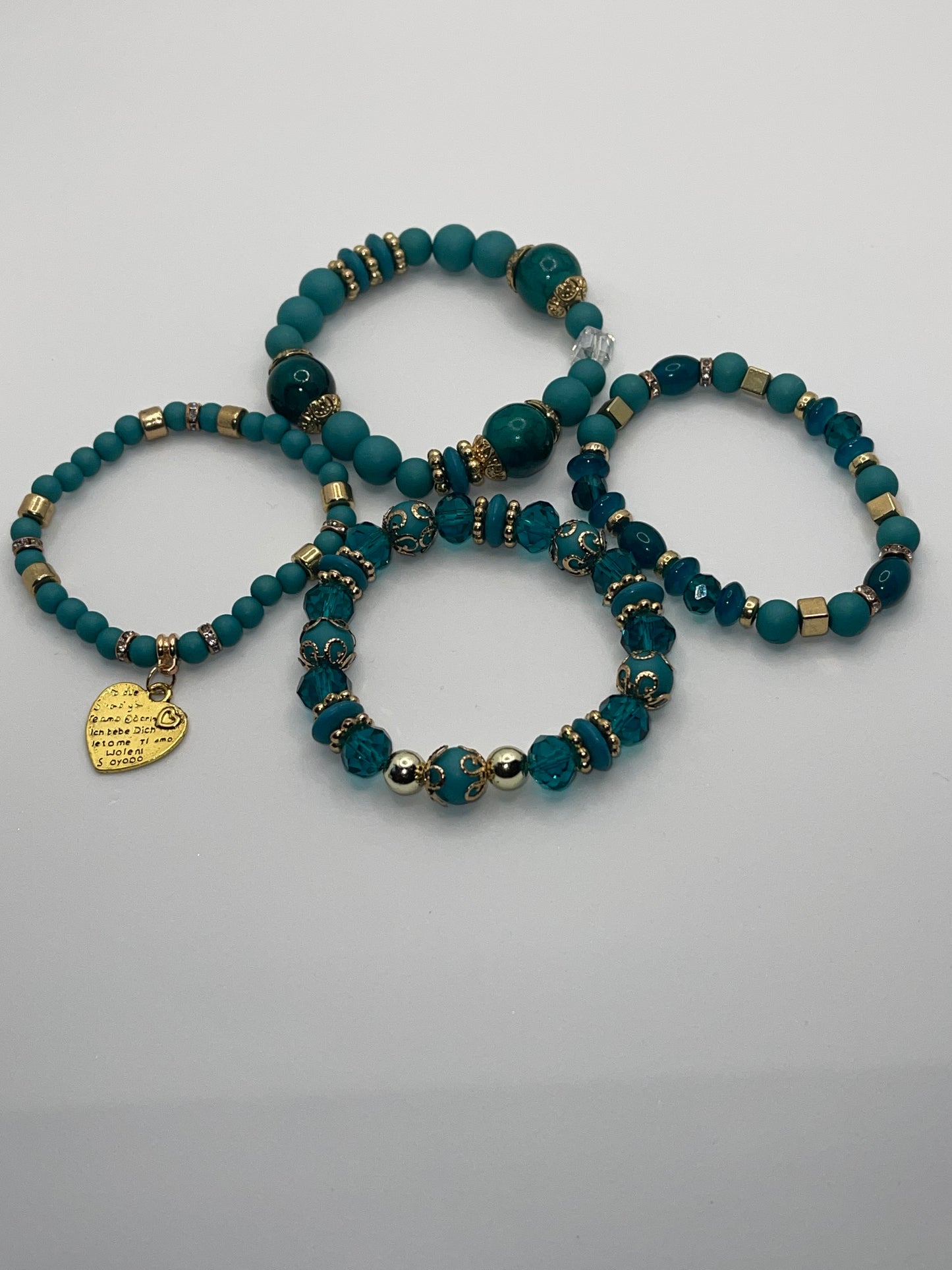 Bohemian turquoise blended beaded bracelet set